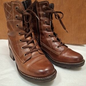 Taos Factor Brown Leather Boots Fleece Lined Size 38 / 7.5